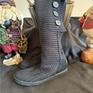 UGG Black Knit Button Boots